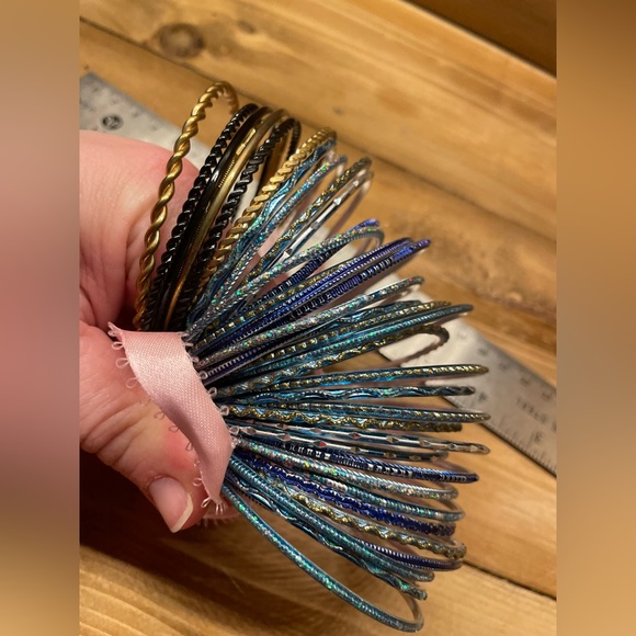 Bangles Set Blue & Gold Bracelets - Picture 3 of 9